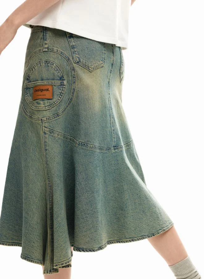 DESIGUAL Blue Asymmetrical denim skirt for Women | Best Price UAE